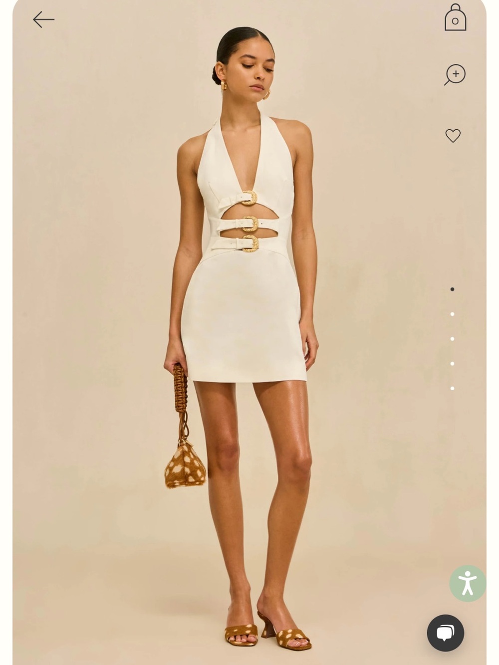 cult gaia anice dress Halter Mini Dress with Gold Buckles